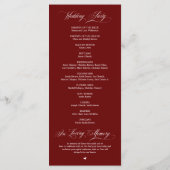 Programme Rouge Bourgogne Moderne Tout En Un Mariage Script (Dos)