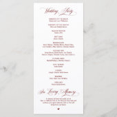 Programme Rouge Bourgogne Moderne Tout En Un Mariage Script (Dos)