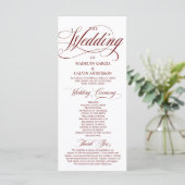 Programme Rouge Bourgogne Moderne Tout En Un Mariage Script (Debout devant)