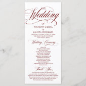 Programme Rouge Bourgogne Moderne Tout En Un Mariage Script (Devant)