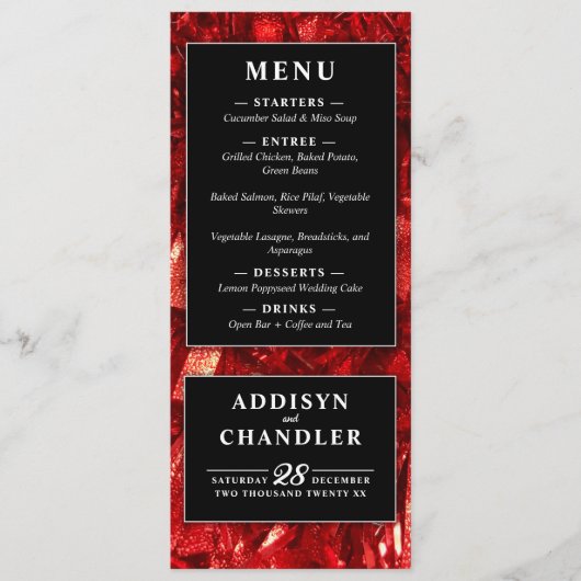 Programme Rouge noir et blanc Mariage de Noël moderne (Devant)