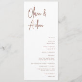 Programme Rouille | Mariage de script manuscrit moderne (Devant)