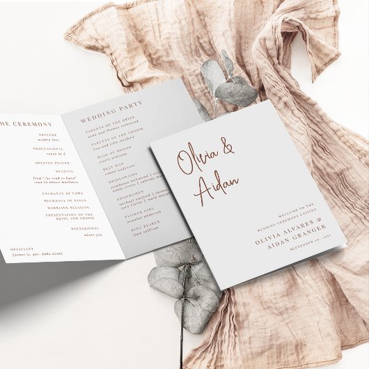 Programme Rouille | Mariage de script manuscrit moderne