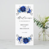 Programme Royal Bleu Blanc Argent Métallo Mariage Floral (Debout devant)