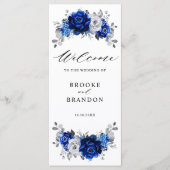 Programme Royal Bleu Blanc Argent Métallo Mariage Floral (Devant)