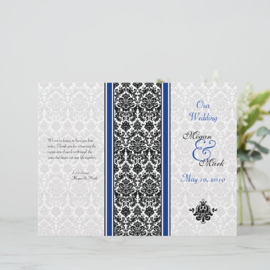 Programme Royal Blue and Black Mariage damassé (Debout devant)