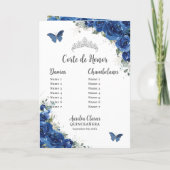 Programme Royal Blue Floral Quinceañera Ordre des événements (Dos)