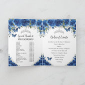 Programme Royal Blue Floral Quinceañera Ordre des événements (Intérieur)