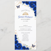 Programme Royal Blue Gold Floral Quinceanera Ordre des événe (Devant)
