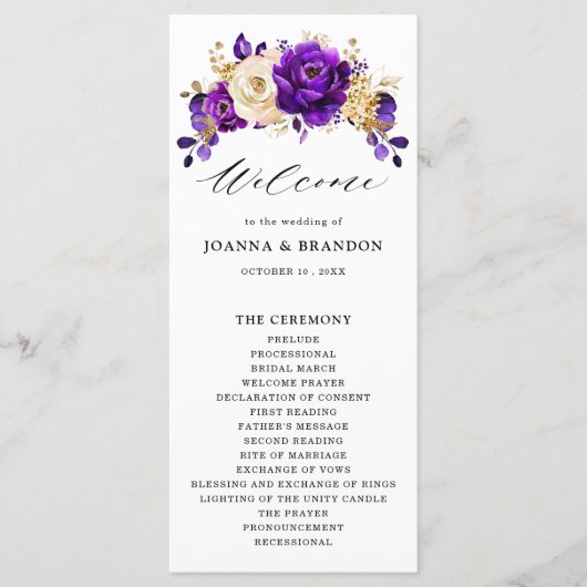 Programme Royal violet violet or Floral Mariage botanique (Devant)