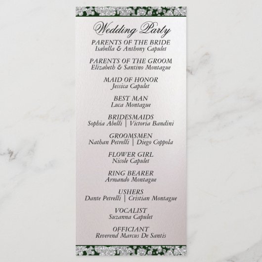 Programme Ruban et Parties scintillant sur perle - Mariage E (Dos)