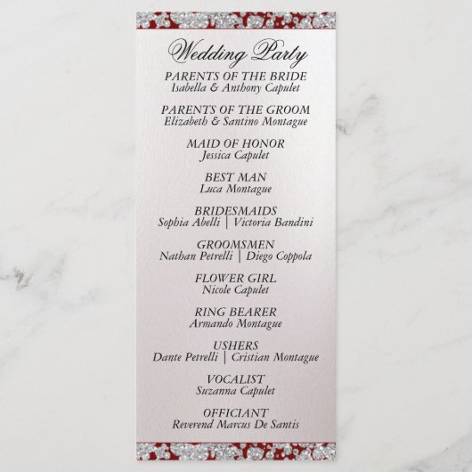 Programme Ruban et Parties scintillant sur perle - Mariage r (Dos)