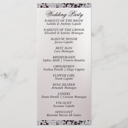 Programme Ruban et Parties scintillant sur perle - Mariage v (Dos)