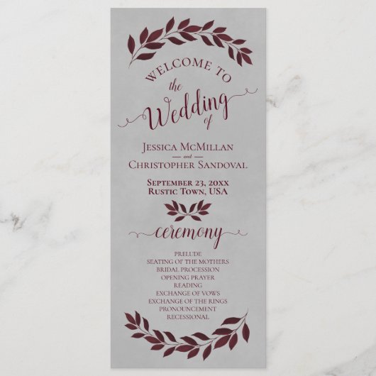 Programme Russe Bourgogne Feuilles d'aquarelle sur Mariage g (Devant)