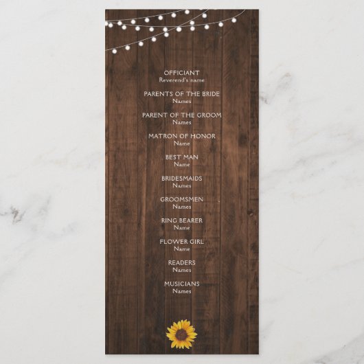 Programme Russe String éclat Mason Jar Mariage (Dos)