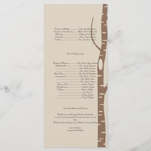Programme Rustic Birch Trees and Deer Wedding Program (Dos)