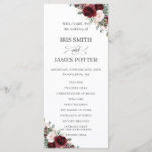 Programme Rustic Blush Pink Bourgogne Floral Wedding Program (Devant)