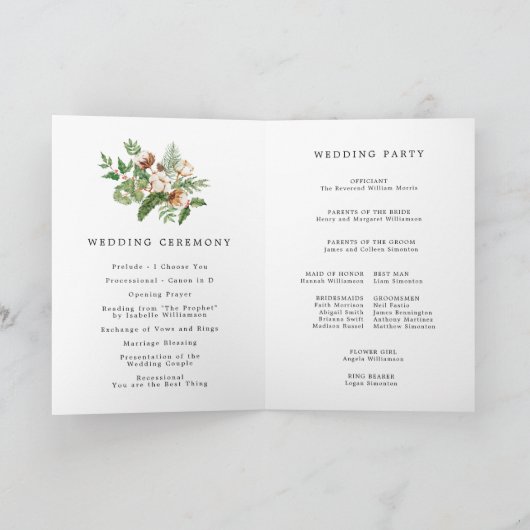 Programme Rustic Botanical Winter Wedding Booklet Program (Intérieur)