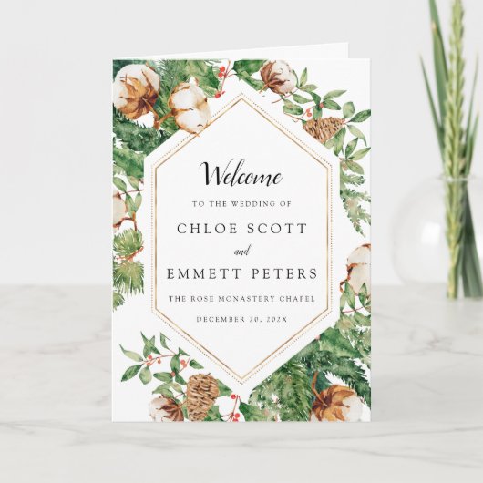 Programme Rustic Botanical Winter Wedding Booklet Program (Devant)