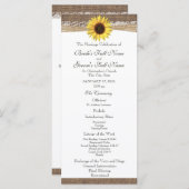 Programme Rustic Burlap and Sunflower Wedding Program (Devant / Derrière)