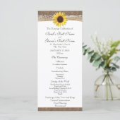 Programme Rustic Burlap and Sunflower Wedding Program (Debout devant)