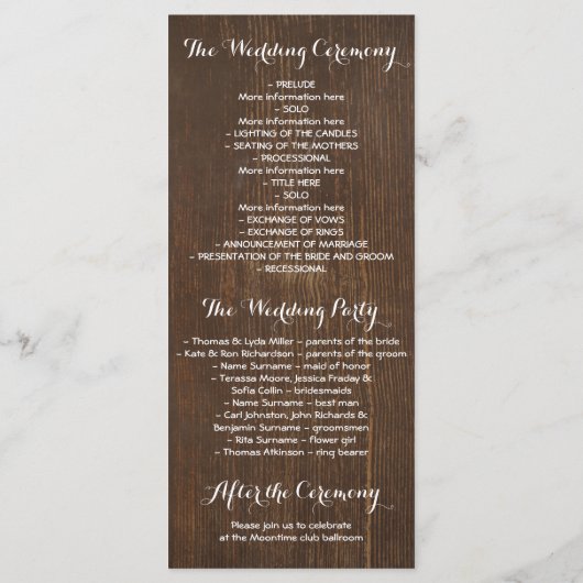 Programme Rustic Country Horseshoes LaceWood Wedding Program (Dos)