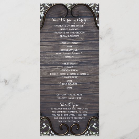 Programme Rustic Country Western Babys Breath & Wood Program (Dos)