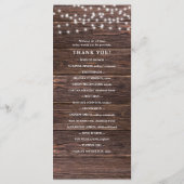 Programme Rustic Dark Wood et String Lights Wedding Programm (Dos)