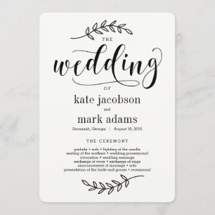 Programme Rustic Elegance Mariage Cérémonie