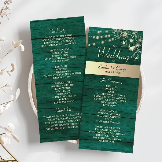 Programme Rustic Emerald Green Mariage