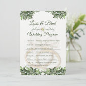 Programme Rustic Forest Greenery Floral Wedding Program Card (Debout devant)