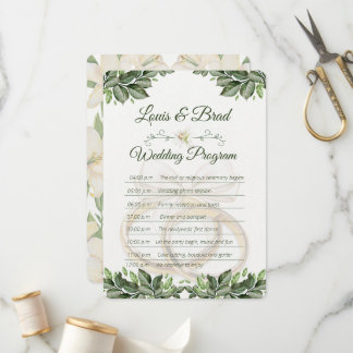 Programme Rustic Forest Greenery Floral Wedding Program Card