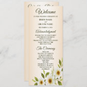 Programme Rustic Golden Frame White Floral Peach Wedding (Devant / Derrière)
