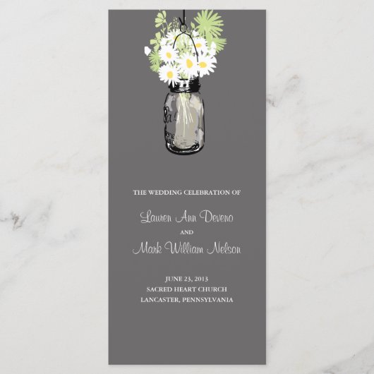 Programme Rustic Mason Jar et Fleur sauvage Daisies Programm (Devant)