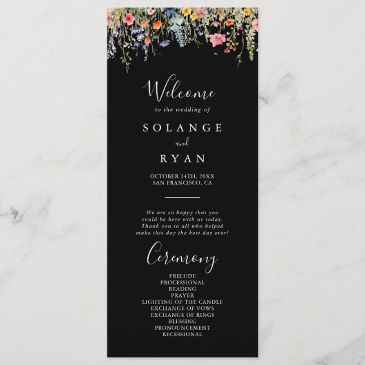 Programme Rustic Meadow Botanical Wedding Program (Devant)