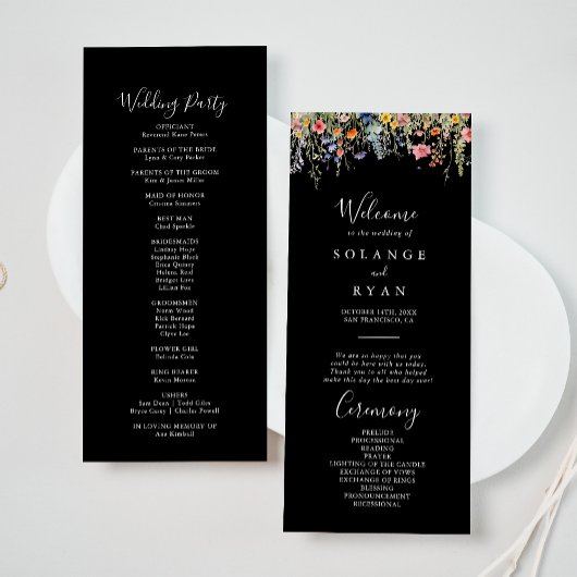 Programme Rustic Meadow Botanical Wedding Program
