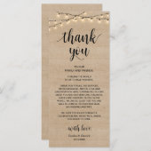 Programme Rustic String Lights, Place Setting Thank You (Devant / Derrière)