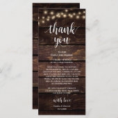 Programme Rustic String Lights, Place Setting Thank You (Devant / Derrière)