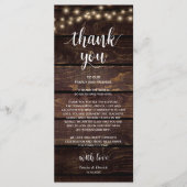 Programme Rustic String Lights, Place Setting Thank You (Devant)