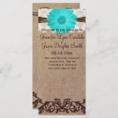 Programme Rustic Turquoise Gerber Daisy Mariage campagnard P (Devant / Derrière)