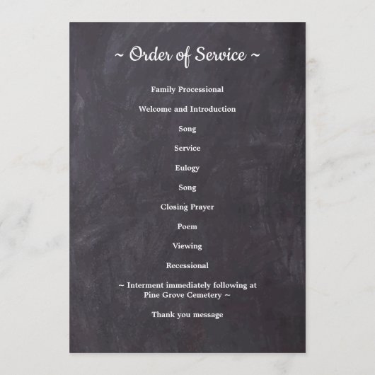 Programme Rustique 3 Photo Memorial Ordre de service Funérai (Dos)