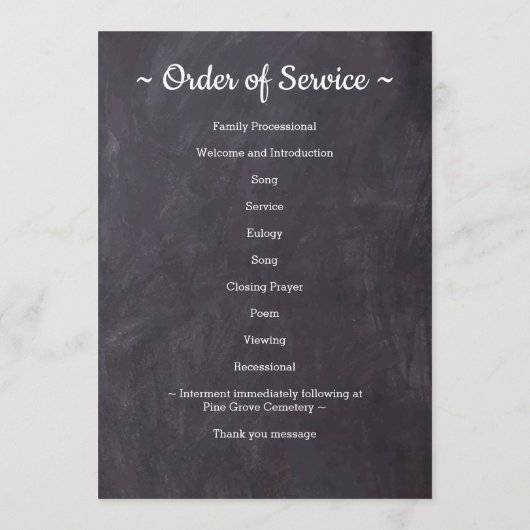 Programme Rustique 5 Photos Memorial Ordre du service Funéra (Dos)