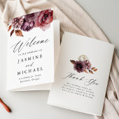 Programme Rustique Automne Marsala Floral Mariage