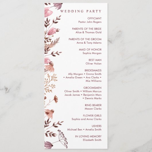 Programme Rustique Boho Chic Automne Fleur sauvage Floral Ma (Dos)