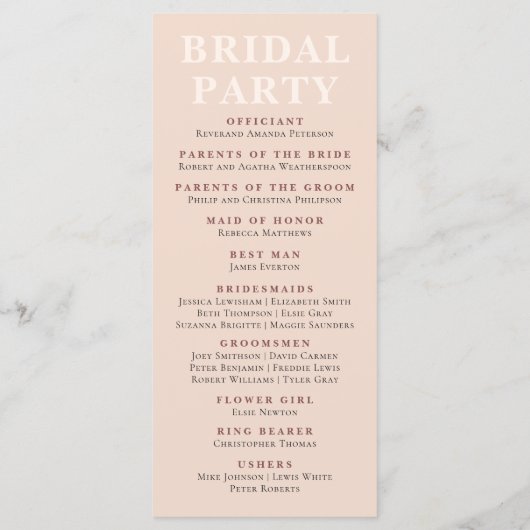 Programme Rustique Boho Fleur sauvage Mariage d'été (Dos)