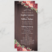 Programme Rustique Bourgogne Floral Aquarelle Mariage (Devant / Derrière)