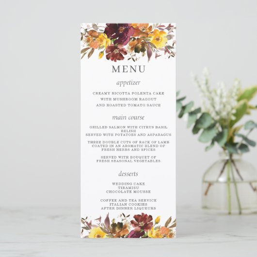 Programme Rustique Bourgogne rouille orange jaune Mariage fl (Debout devant)