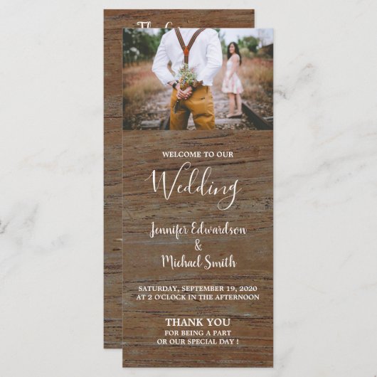 Programme rustique de mariage photo de la grange e (Devant / Derrière)