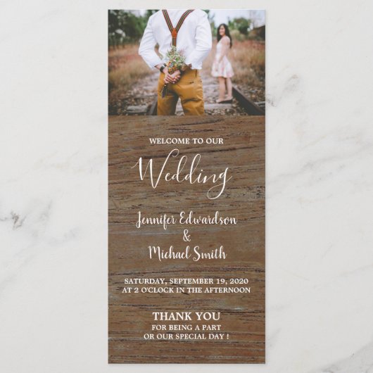 Programme rustique de mariage photo de la grange e (Devant)