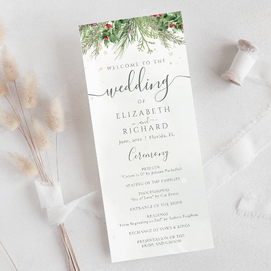 Programme Rustique hiver verdure Berries Pine Cone Mariage